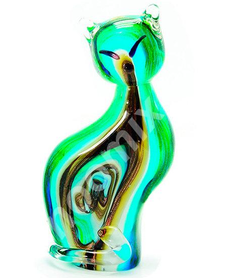 Статуэтка из цветного стекла Изумрудная кошечка,  МОСКВА