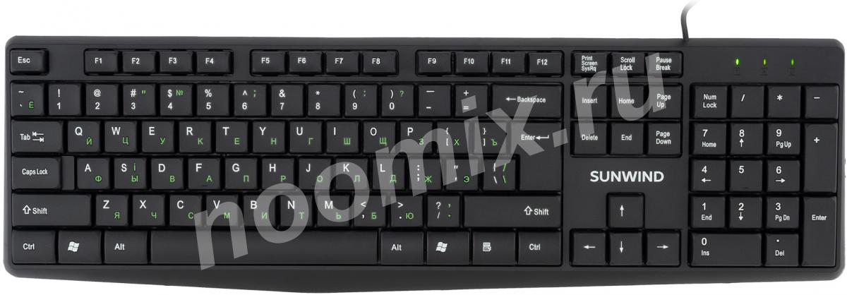 Клавиатура SunWind SW-KB100 черный USB 1570653, Московская область