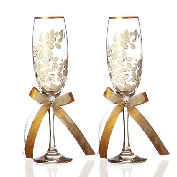 Набор бокалов для шампанского из 2 шт. с золотой каймой ..., Омская область