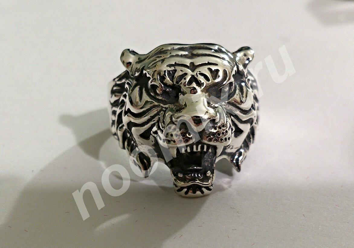 Кольцо мужское Тигр серебро 925