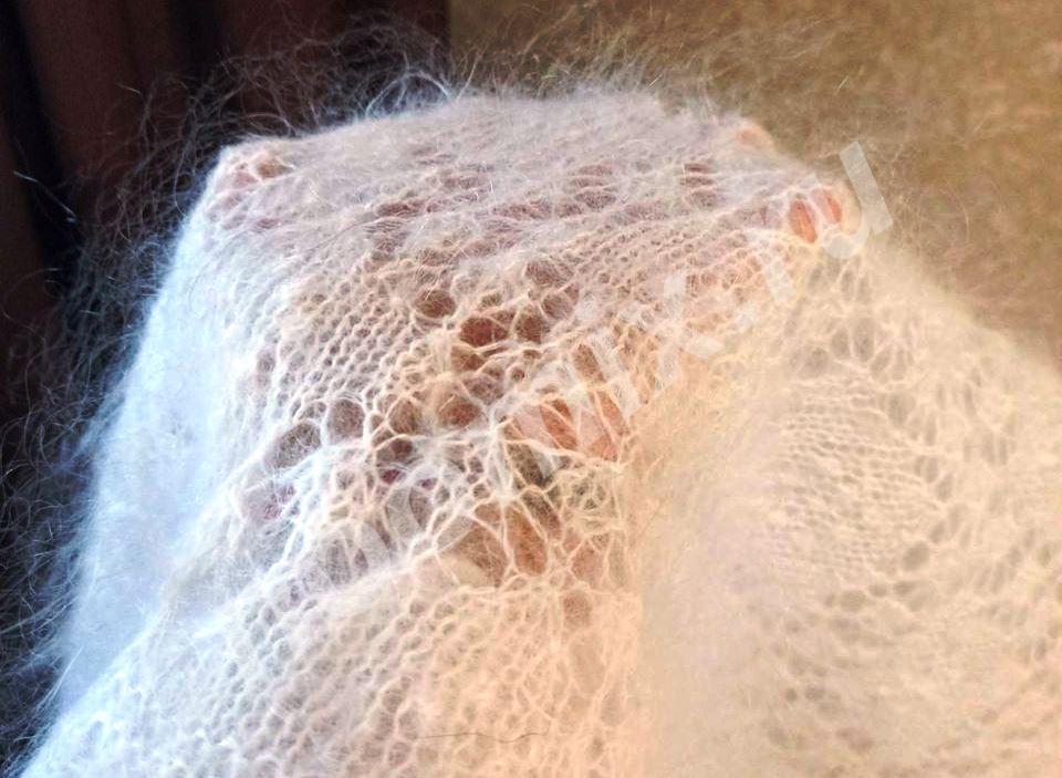 Ажурный пуховый платок ручной работы, вязан из натурального ..., Воронежская область
