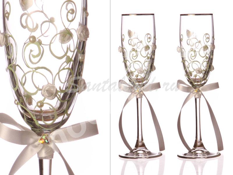 Набор бокалов для шампанского из 2 шт. с серебрянной каймой ..., Московская область