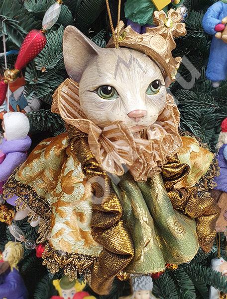 Новогоднее украшение Кошка Королева украшение на бутылку,  МОСКВА