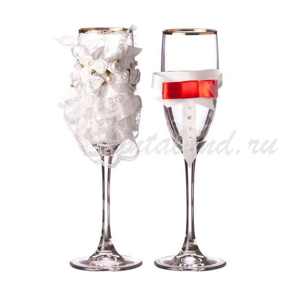 Набор бокалов для шампанского из 2 шт. с золотой каймой ..., Смоленская область