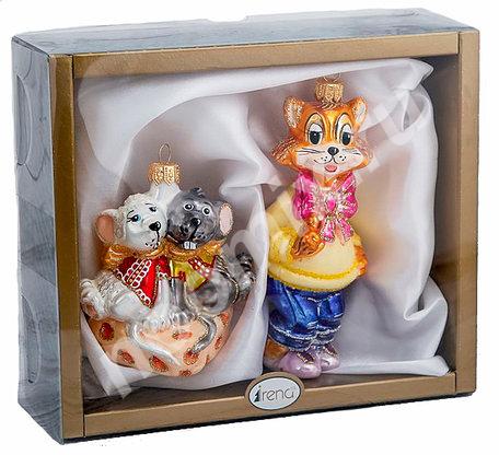 Набор из 2-х стеклянных ёлочных игрушек Кот Леопольд и ..., Оренбургская область