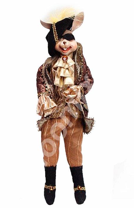 Коллекционная новогодняя кукла Кролик Пират , высота 35 см, Московская область