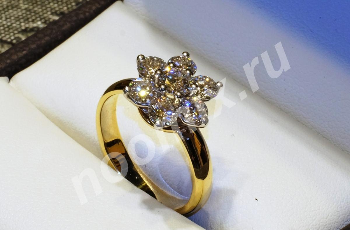 Золотое кольцо 750 пр 7 бриллиантов 1,78 ct,  МОСКВА