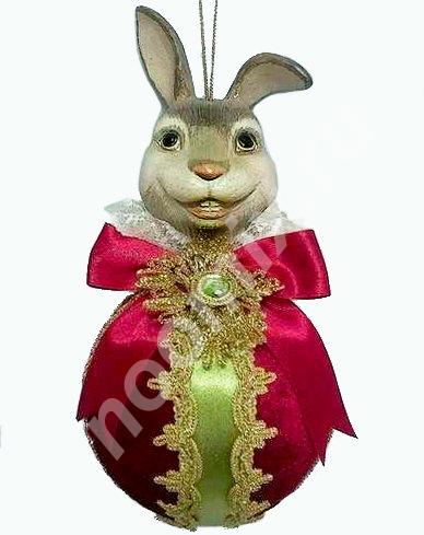 Ёлочное украшение Кролик на шаре , цвет бордовый, Вологодская область