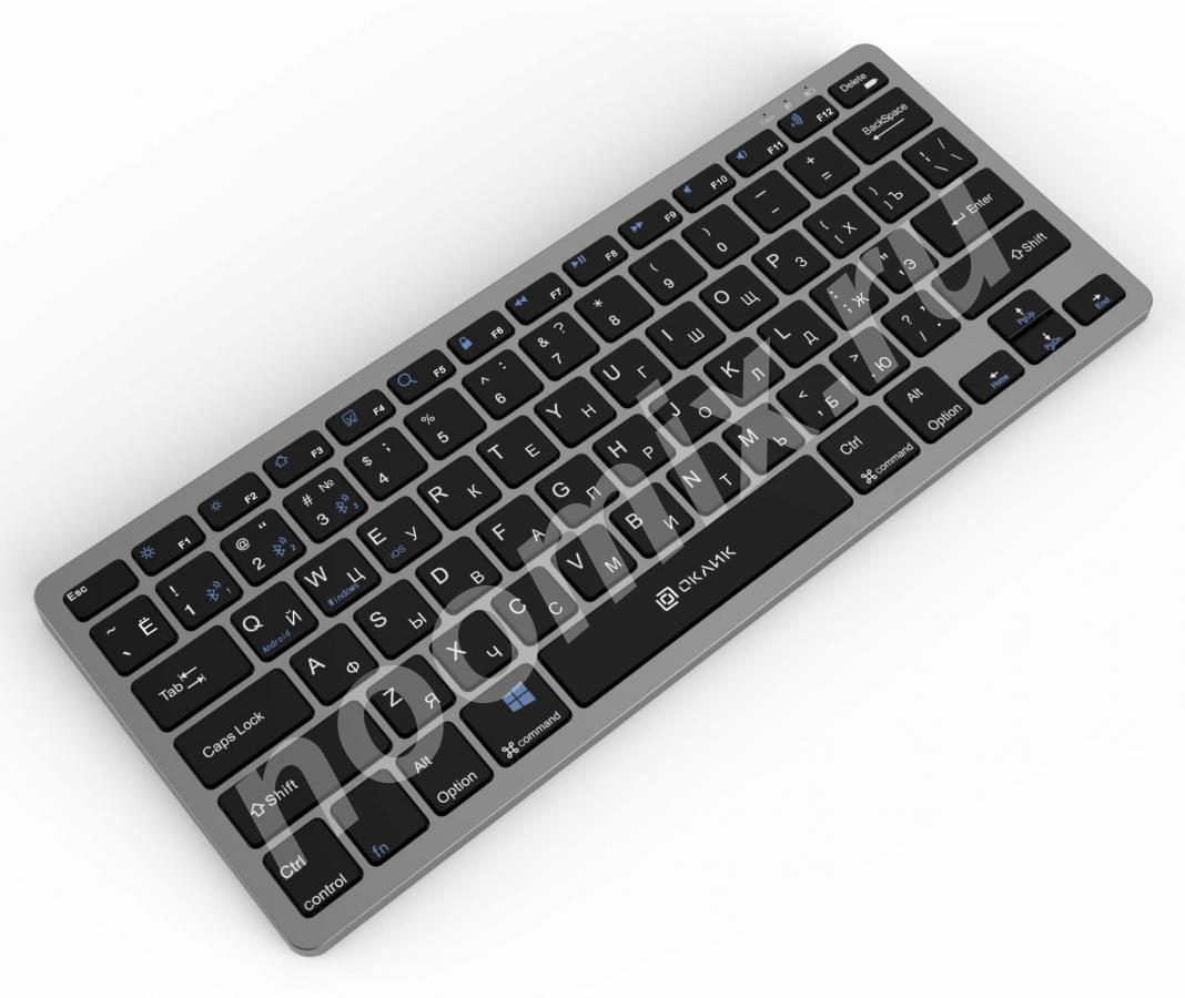 OKLICK Клавиатура Оклик 835S серый черный USB беспроводная ..., Московская область