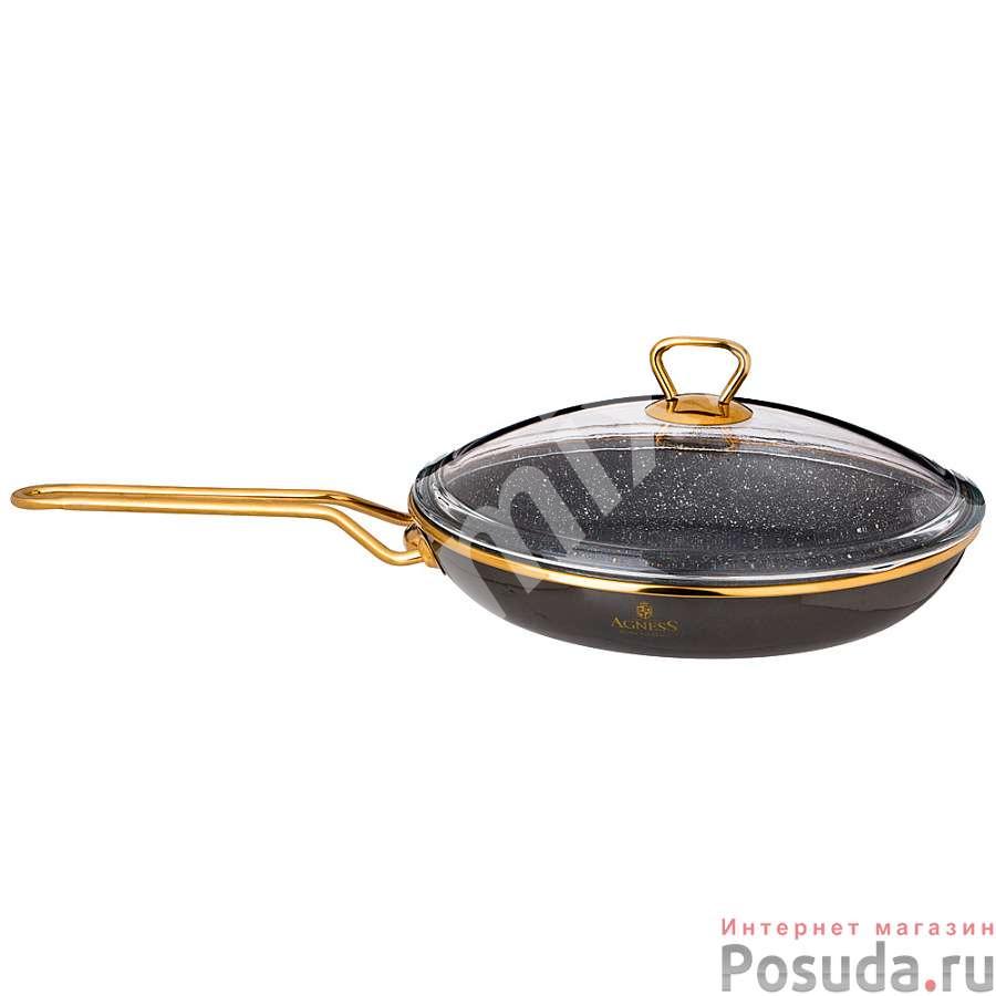 Сковорода agness эмалированная со стекл. крышкой и ..., Московская область