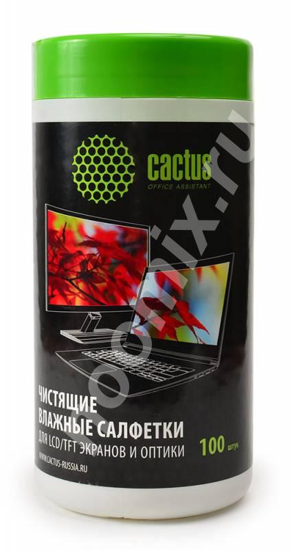 Салфетки Cactus CS-T1001 для экранов и оптики туба 100шт ..., Московская область