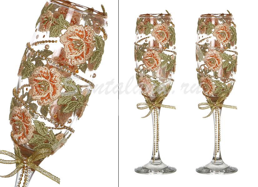 Набор бокалов из 2 шт для шампанского с золотой каймой ..., Курская область