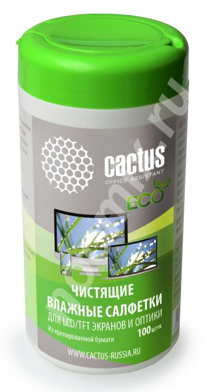 Салфетки Cactus CS-1001PE для экранов и оптики туба 100шт ..., Московская область