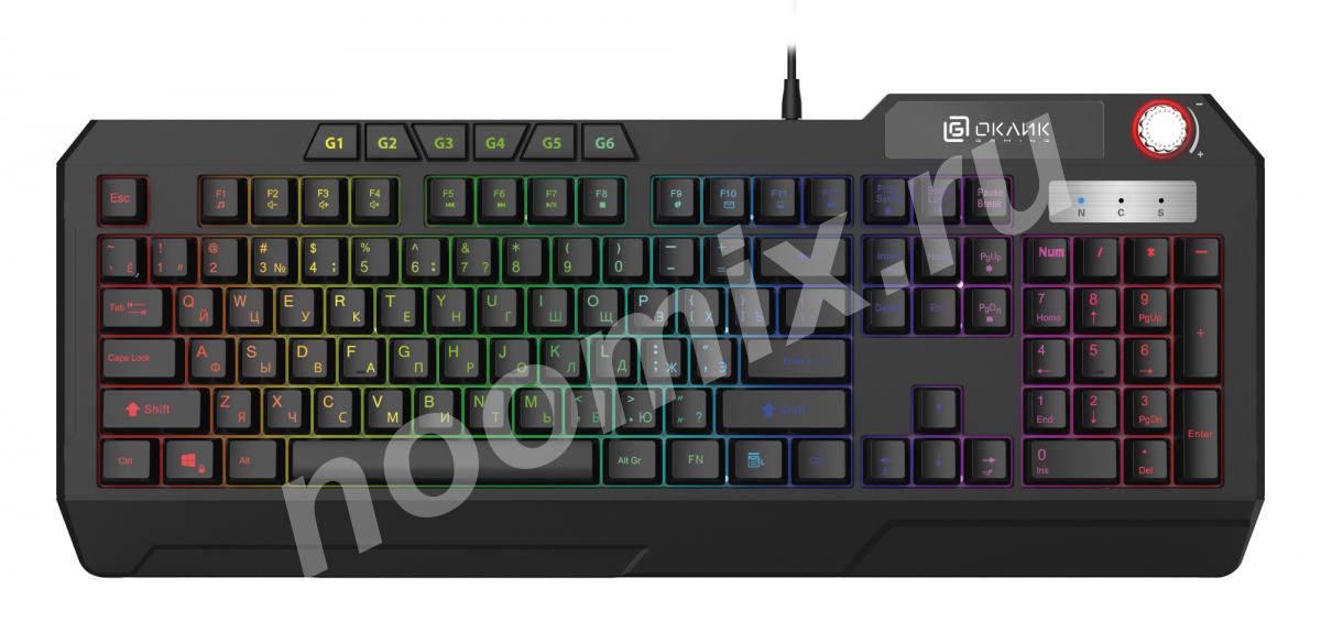 Клавиатура Оклик 715G черный USB Multimedia for gamer LED ...,  МОСКВА