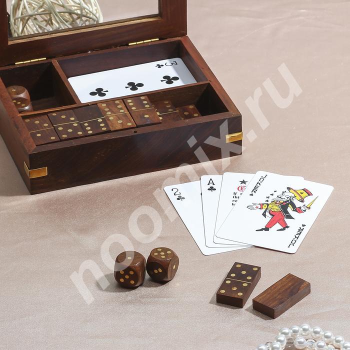 Набор игр в шкатулке домино, карты, 5 кубиков,  МОСКВА