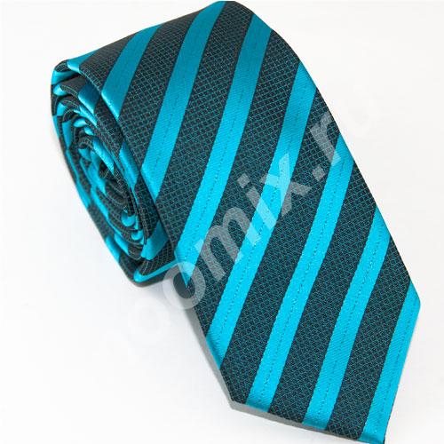 Стильный голубой галстук в полоску Артикул 3376 Страна ...,  МОСКВА