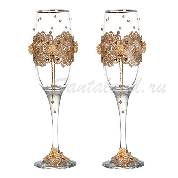 Набор бокалов для шампанского из 2 шт. с золотой каймой ..., Липецкая область