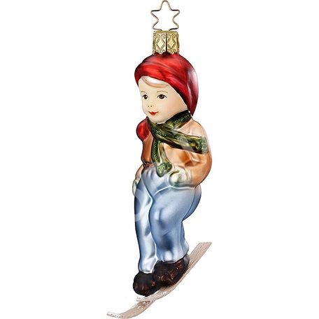Стеклянная ёлочная игрушка Мальчик на лыжах , производство ..., Хабаровский край