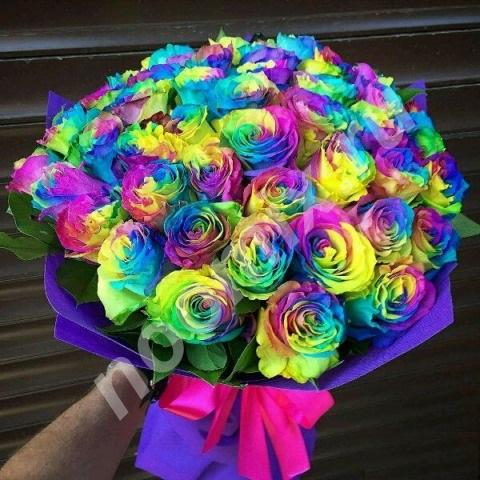 Радужные разноцветные розы. Под заказ в Люберцах, Московская область