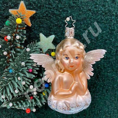 Ёлочная игрушка из стекла Мечтающий ангелочек , ..., Тюменская область