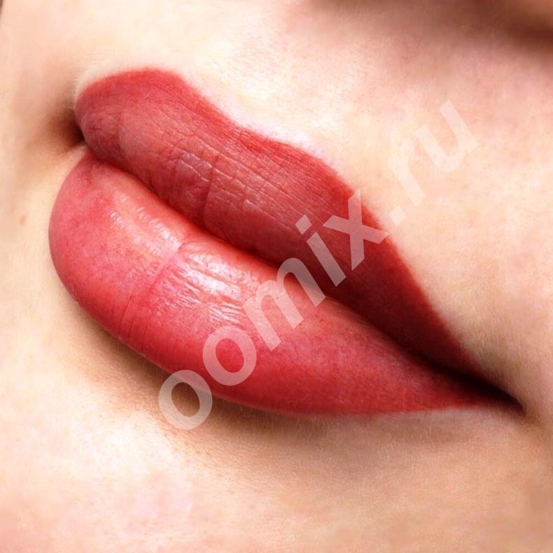 Перманентный макияж губ Контур с растушёвкой